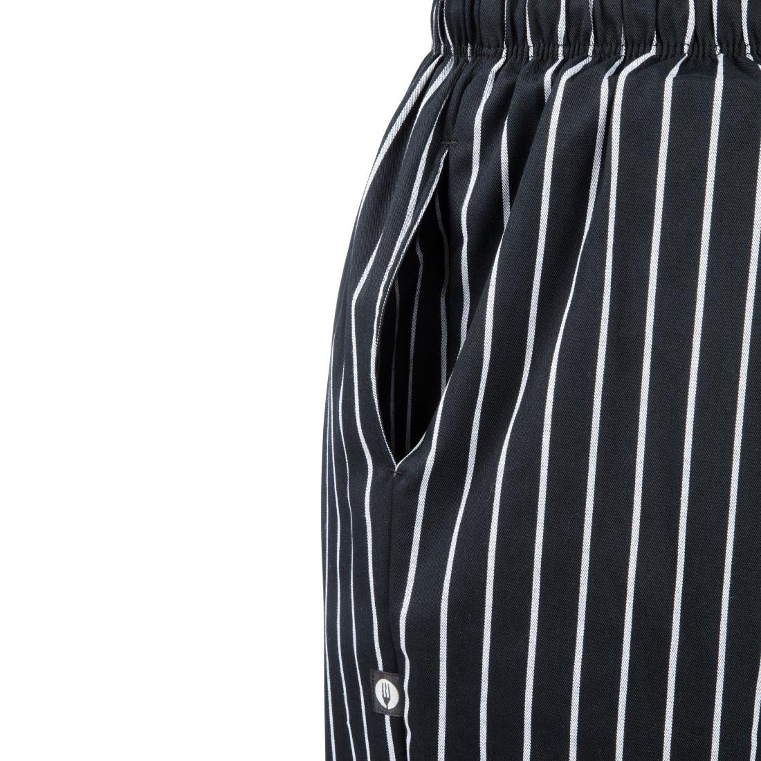 Pantalon de cuisine mixte Baggy Chef Works rayé noir et blanc - NISBETS