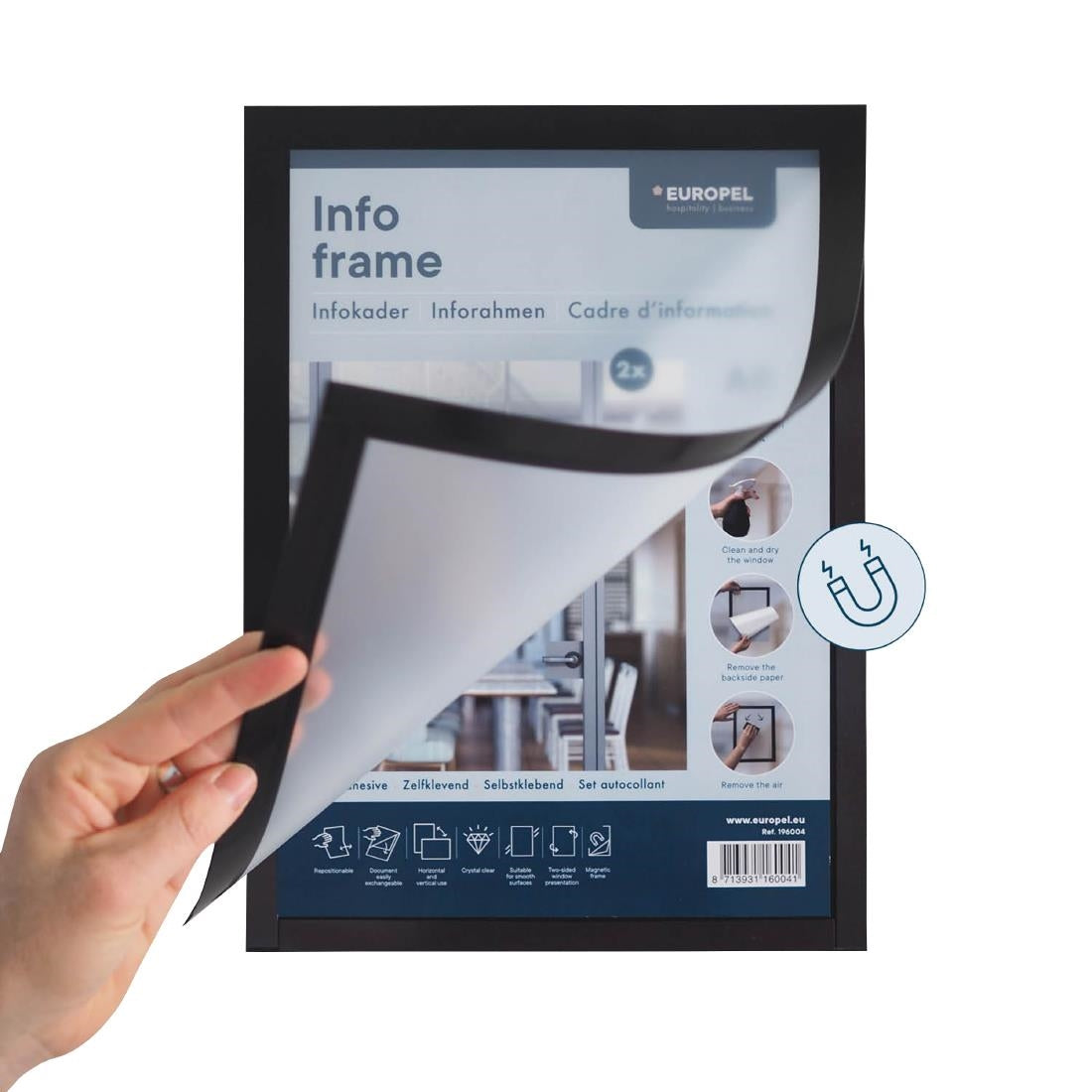 Cadres d'affichage autocollants Europel A3 argent (lot de 2)