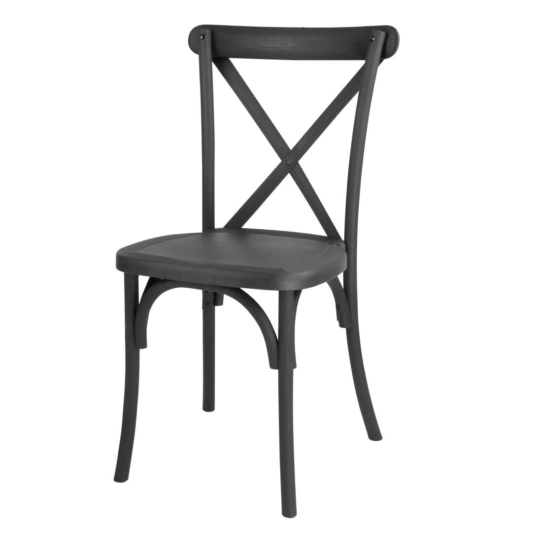 Chaises en résine à dossier croisé Manhattan Bolero noires (lot de 4)