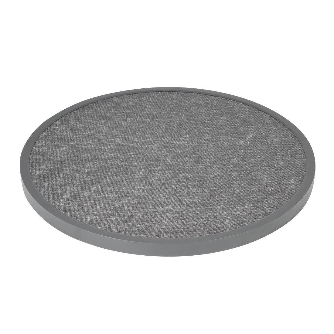 Plateau de table extérieur rond en verre trempé Bolero noir brossé bord gris 580mm