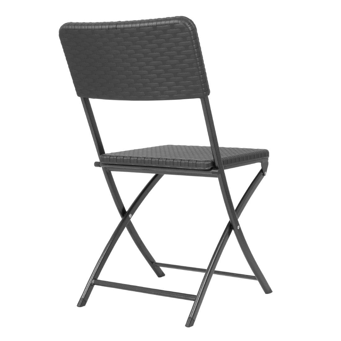 Chaises pliantes en rotin PE Bolero noires (lot de 2)