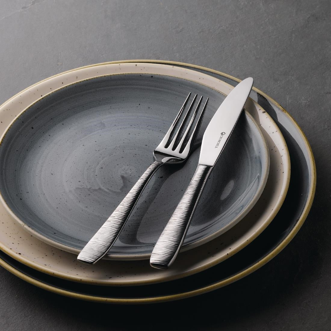 Assiettes rondes Churchill Stonecast Peppercorn Grey 165mm (Lot de 12)