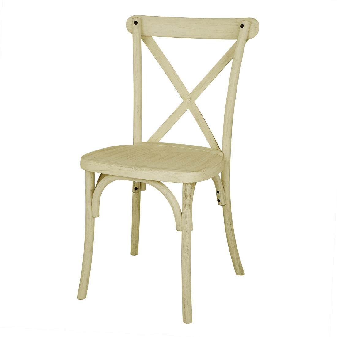 Chaises à dossier croisé en résine Bolero Manhattan effet bois naturel (lot de 4)