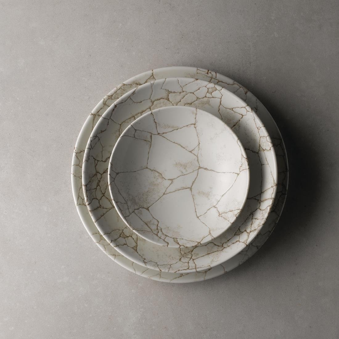 Assiettes rondes Studio Prints Kintsugi Agate Grey 217mm (Lot de 12)