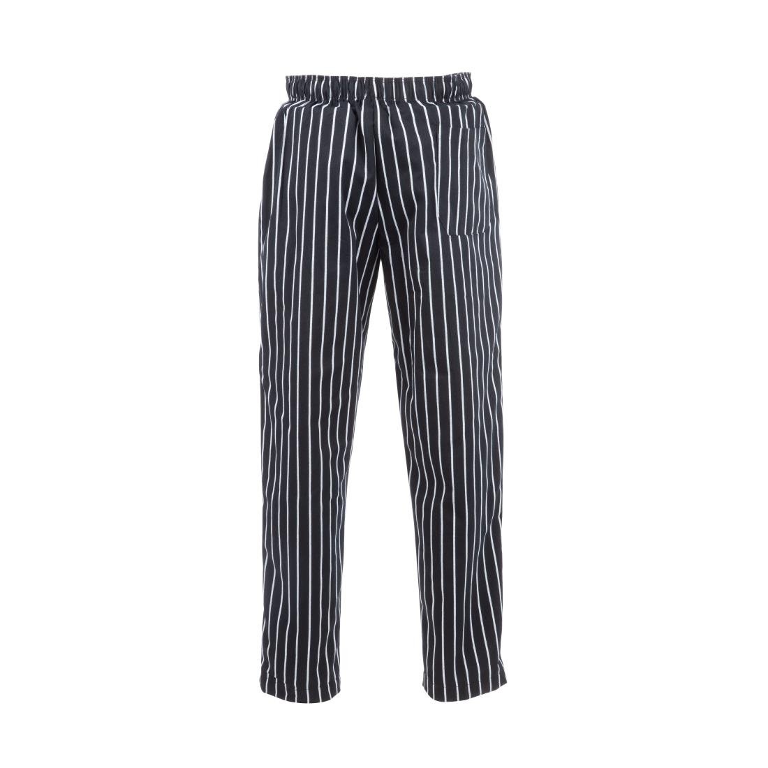 Pantalon de cuisine mixte Baggy Chef Works rayé noir et blanc - NISBETS
