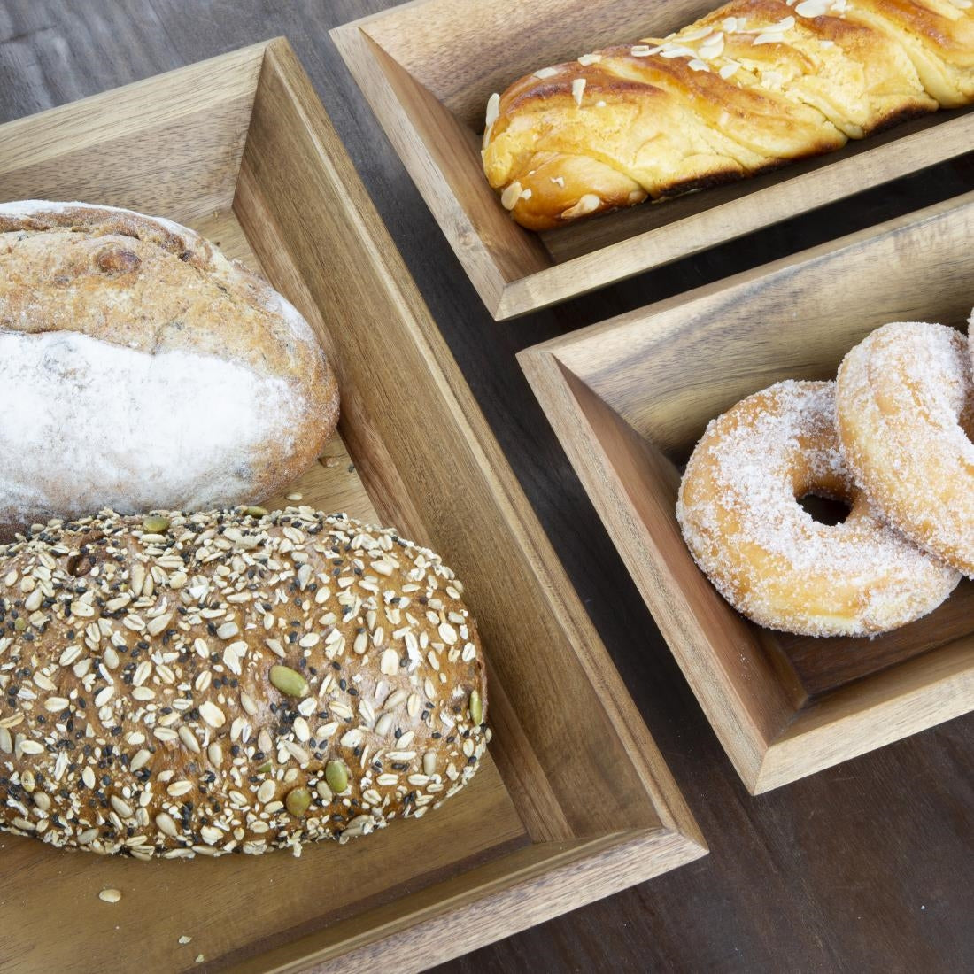 Plateau rectangulaire en acacia Olympia 380x355mm