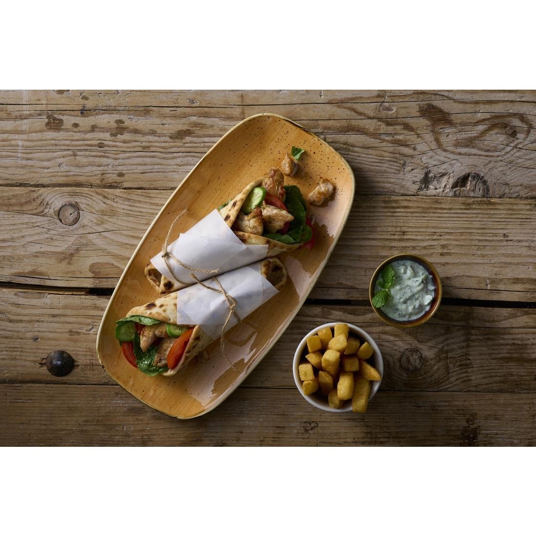 Assiettes oblongues Churchill Stonecast Tangerine Chefs' No. 4 (355 x 189mm) (Lot de 6)