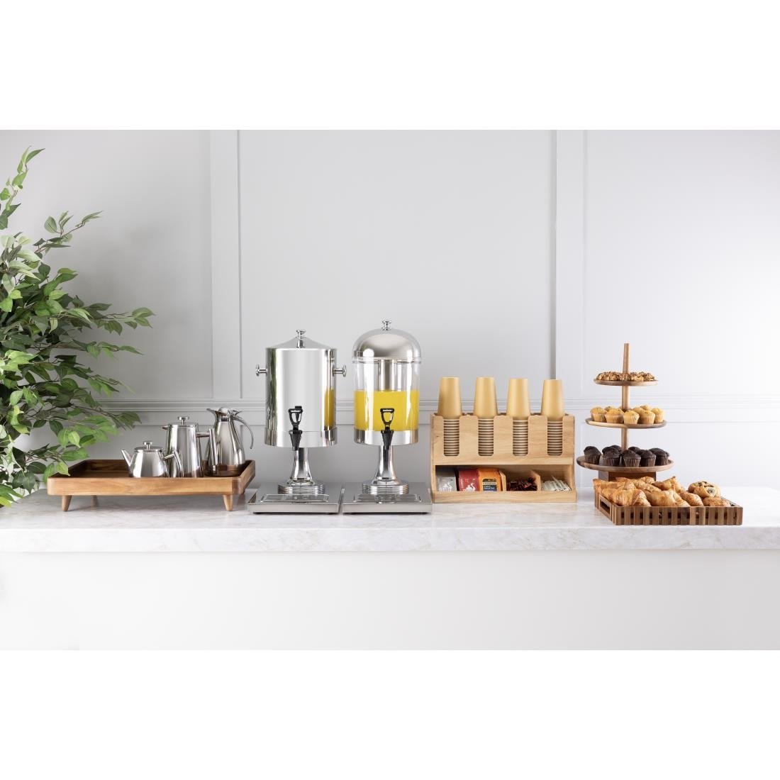 Organisateur de gobelets et condiments en bois d'hévéa Olympia 450x405x240mm
