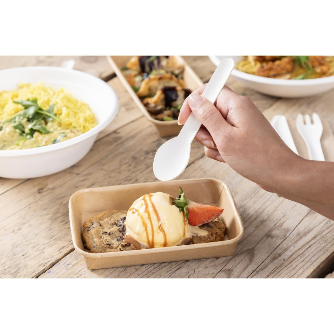 Cuillères à café en papier Fiesta Compostable 132 mm (lot de 100)