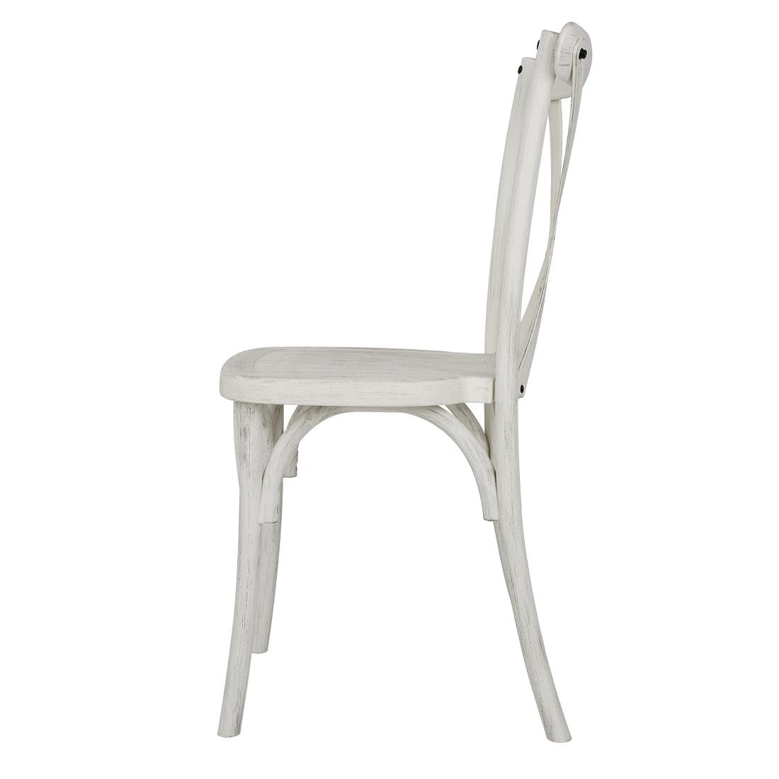 Chaises en résine à dossier croisé Bolero Manhattan blanches (lot de 4)