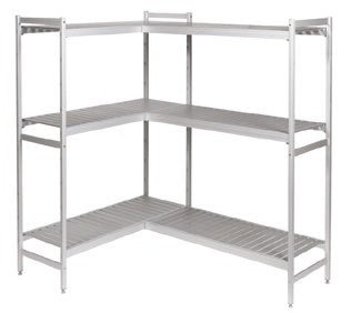 Furnotel - Rayonnage en L Duralinox & étagères polymère - Prof. 360 mm - Long. 2607 + 1059 mm - R3C12