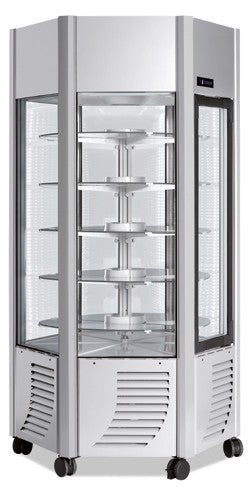 Furnotel - Vitrine réfrigérée négative - 6 faces vitrées - 600 litres - Tournante / Plateaux verres - 1 porte - ERGEBTLEDT