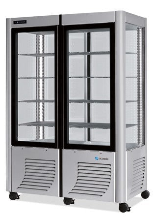 Furnotel - Vitrine réfrigérée positive - 4 faces vitrées - 800 litres - 1/2 fixe + 1/2 tournante - 2 portes - 800GLEDT