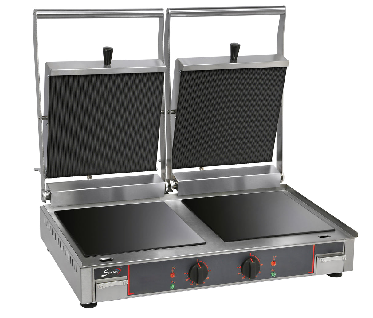 Grill vitrocéramique électrique double - Plaques inf. lisse et sup. rainurée - 10232VRL