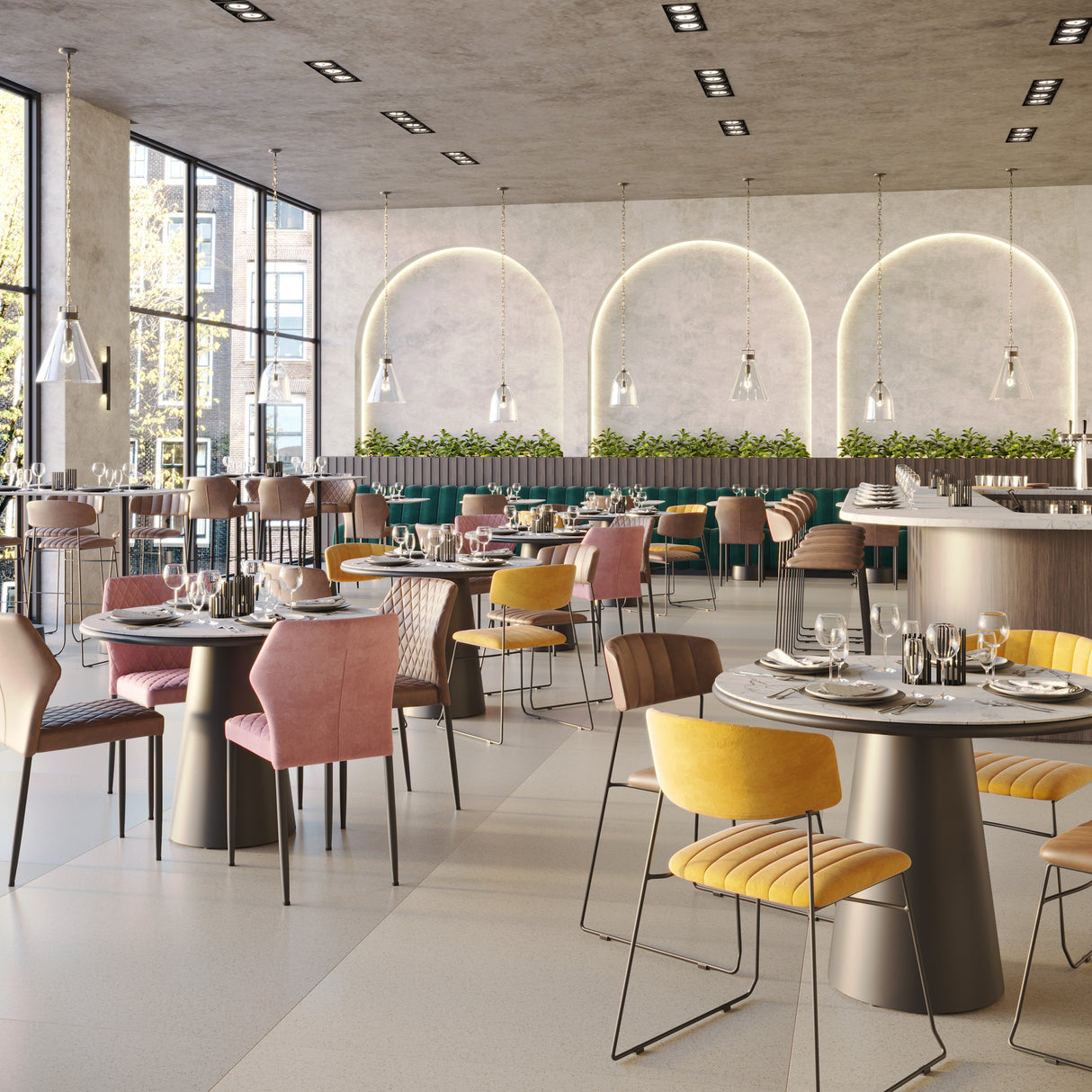 Mundo - Tabouret de bar en velours - VEBA - 1 pcs