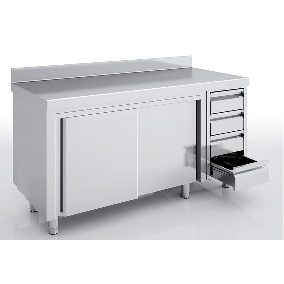 Meuble neutre - p. coulissantes et tiroirs - MNCC60-160M - CODIGEL