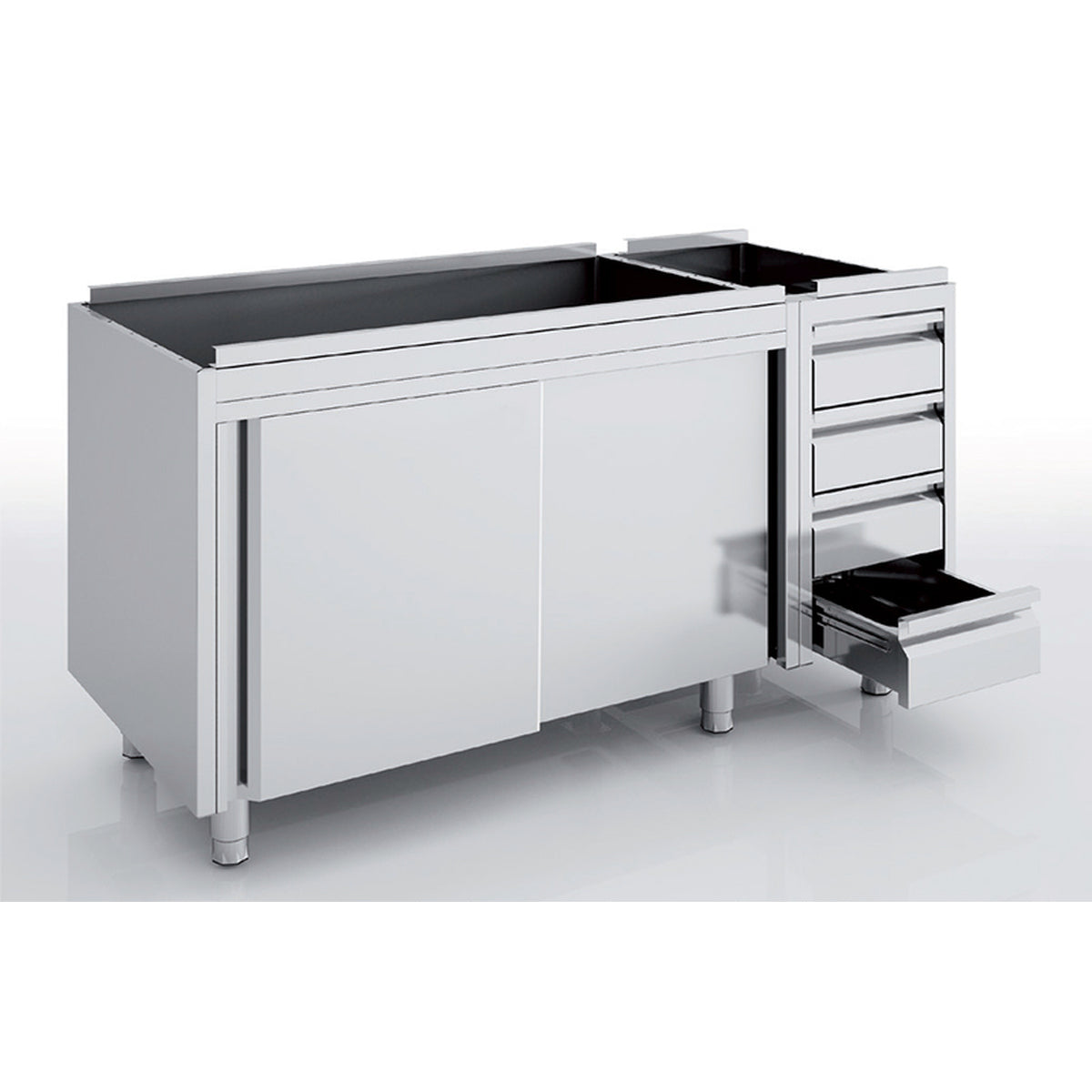 Meuble neutre - p. coulissantes et tiroirs - MNCC60-180 - CODIGEL