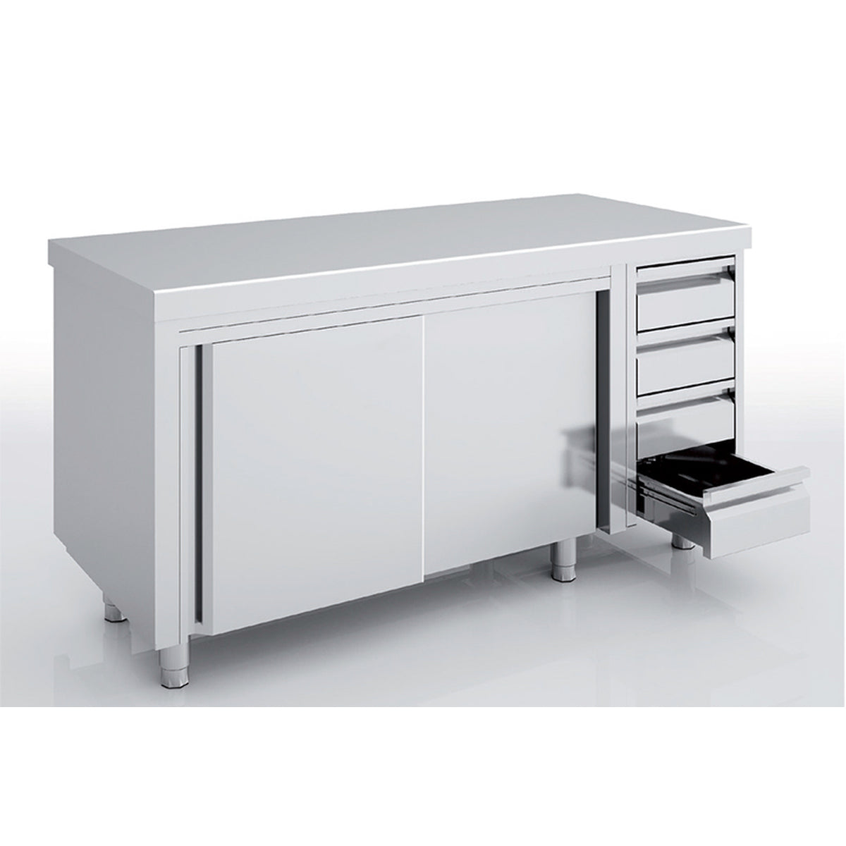 Meuble neutre - p. coulissantes et tiroirs - MNCC60-240C - CODIGEL