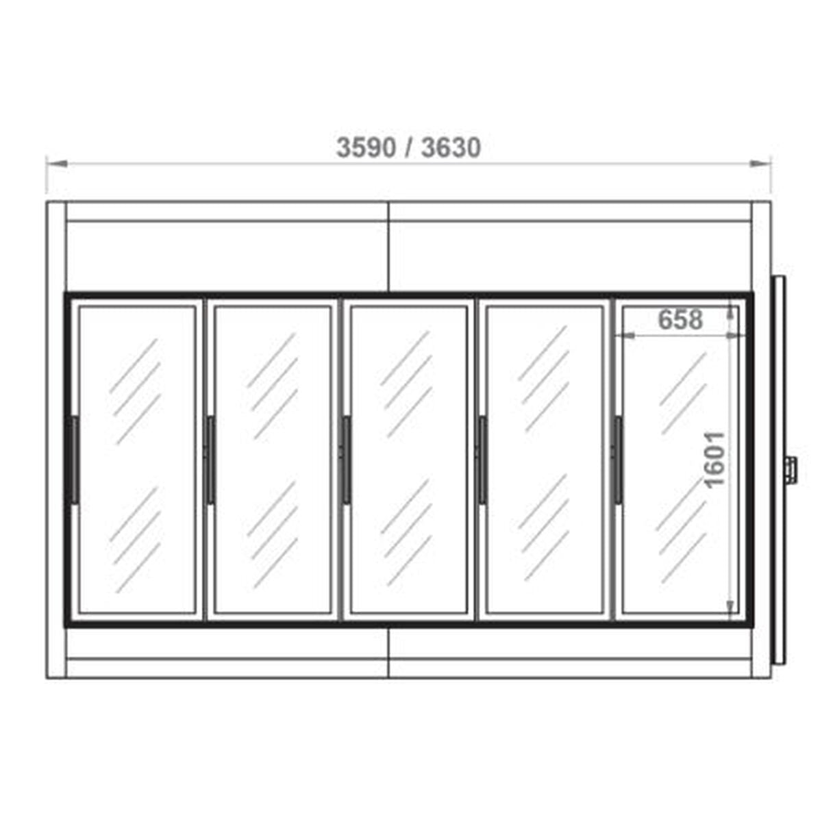 Chambre froide positive portes vitrées 3590x1990x2360 - RFM5R-PC-B - CODIGEL
