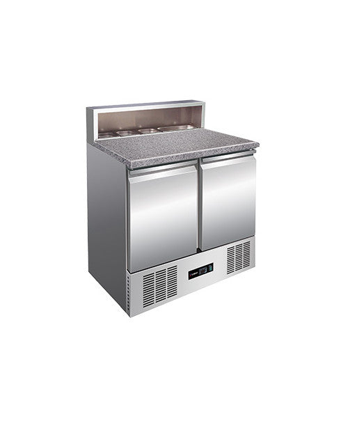 SALADETTE A PIZZA REFRIGEREE - AVEC COUVERCLE FIXE INOX - 2 PORTES