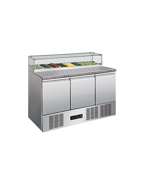 SALADETTE A PIZZA REFRIGEREE - AVEC COUVERCLE FIXE VERRE - 3 PORTES