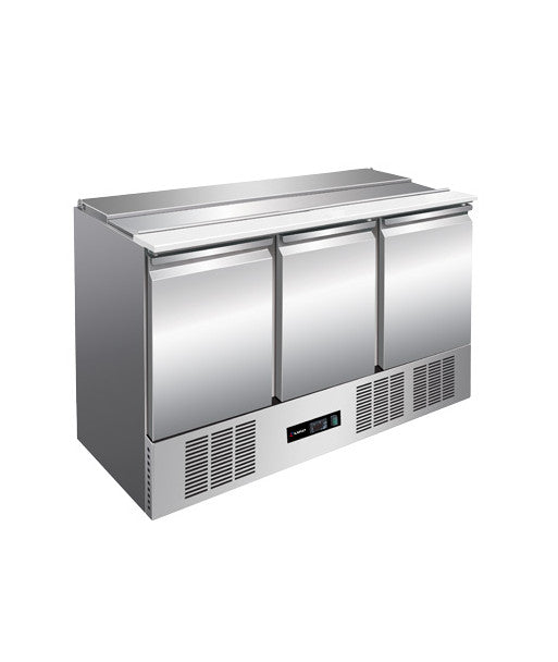 SALADETTE REFRIGEREE - AVEC COUVERCLE RABATTABLE INOX - 3 PORTES