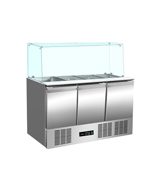 SALADETTE REFRIGEREE - AVEC VITRINE FIXE EN VERRE - 3 PORTES