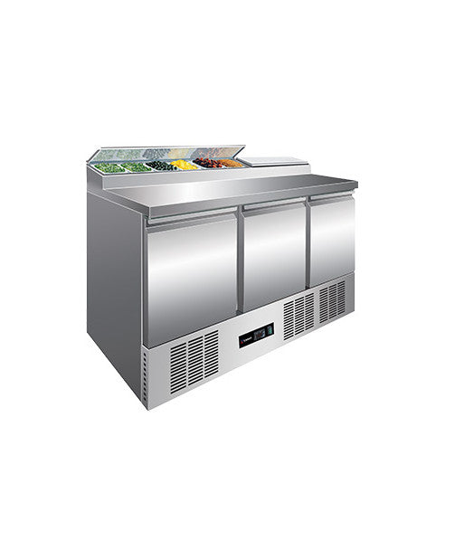 SALADETTE REFRIGEREE - AVEC COUVERCLE RABATTABLE INOX - 3 PORTES