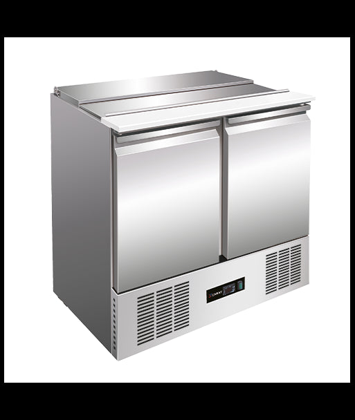 SALADETTE REFRIGEREE - AVEC COUVERCLE RABATTABLE INOX - 2 PORTES