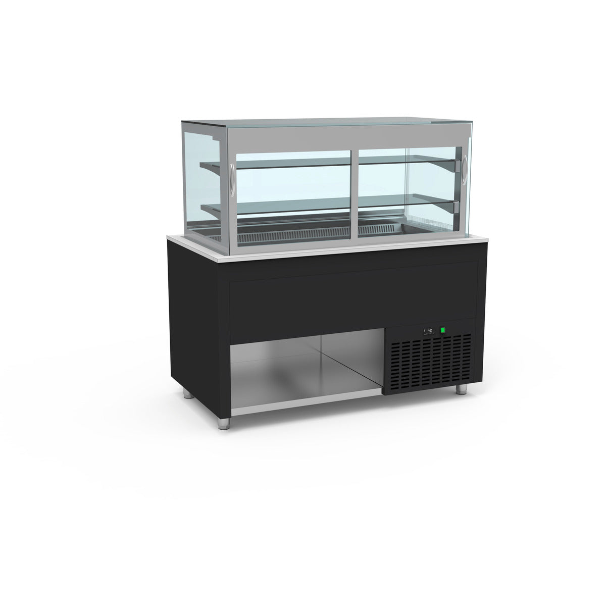 Smart Buffet vitrine centrale cuve froide ventilée avec portes rabattables - SBVB-4G-N - CODIGEL