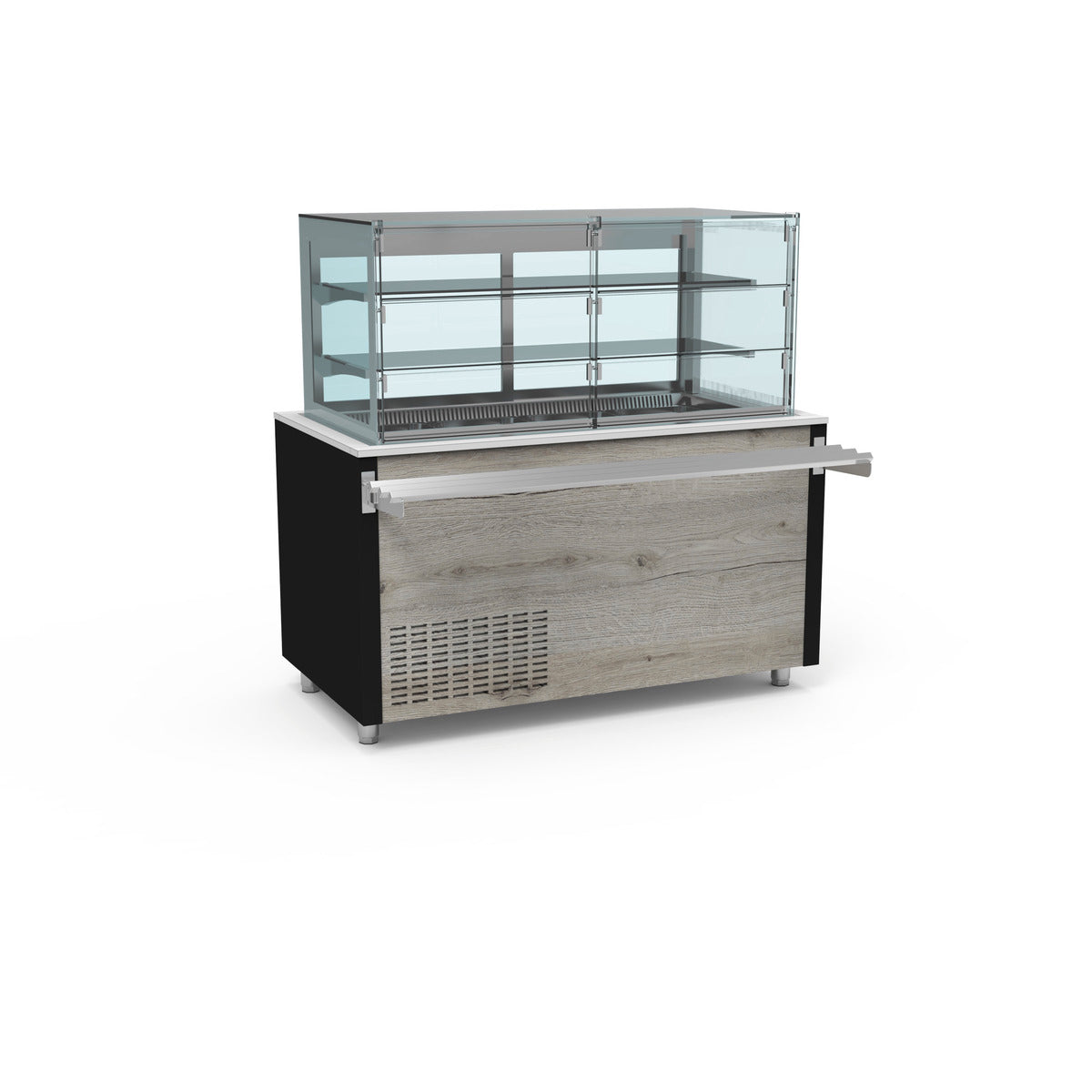 Smart Buffet vitrine centrale cuve froide ventilée avec portes rabattables - SBVB-3G-N - CODIGEL