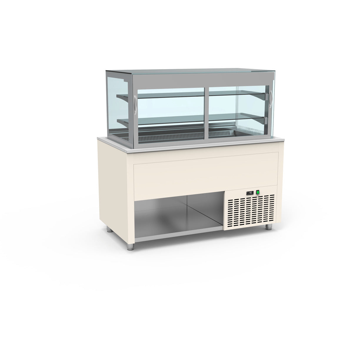 Smart Buffet vitrine centrale cuve froide ventilée avec porte rabattable - SBVC-4G-B - CODIGEL