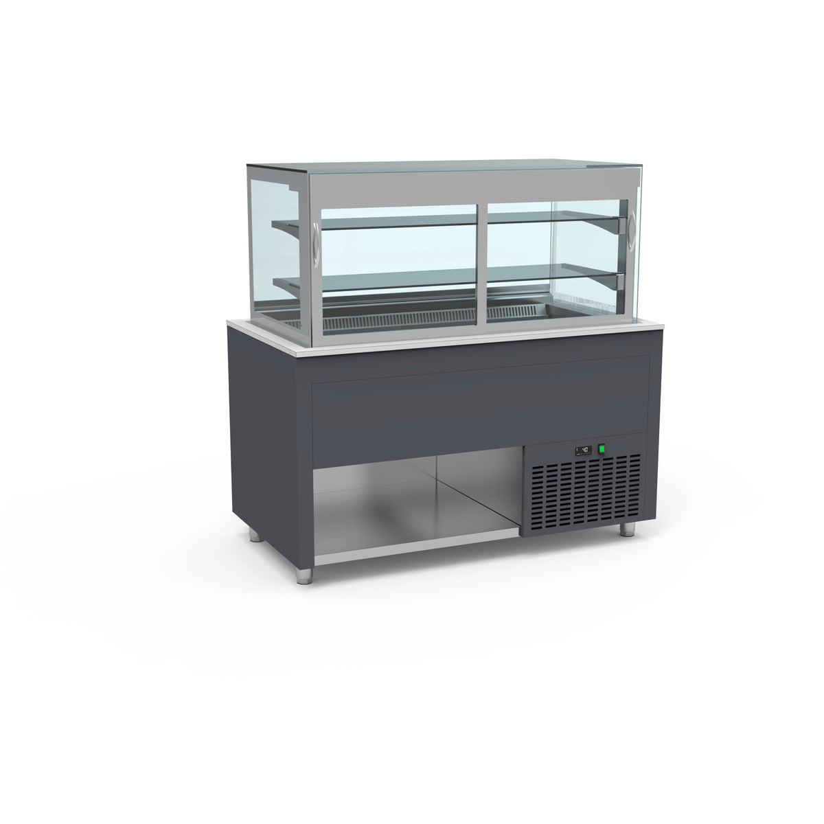 Smart Buffet vitrine centrale cuve froide ventilée avec porte rabattable - SBVC-4G-G - CODIGEL