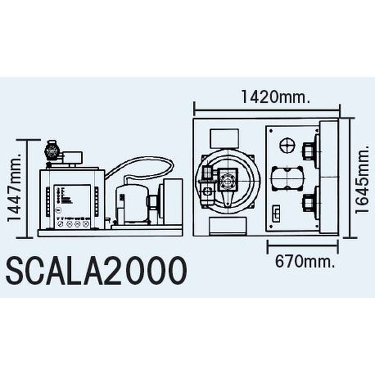 Machine à écailles - Prod. (24H): +/- 2000kg - Refroidissement AIR - Glace à écailles (1,5 - 2,2mm) - SCALA2000 - CODIGEL