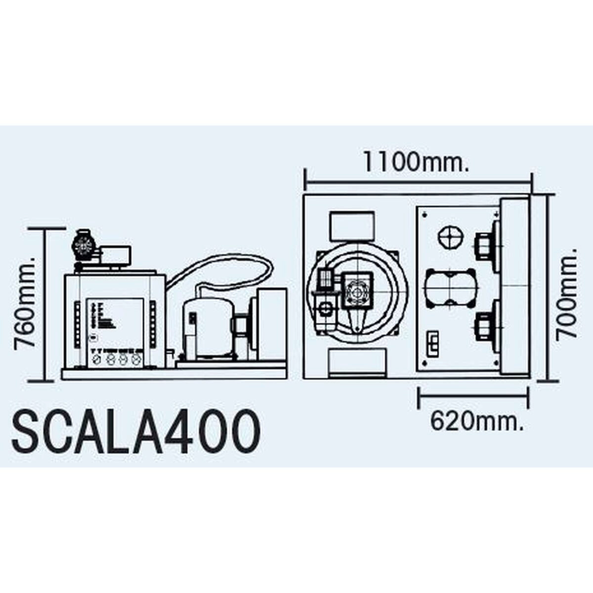 Machine à écailles- Prod. (24H): +/- 400kg - Refroidissement AIR - Glace à écailles (1,5 - 2,2mm) - SCALA400 - CODIGEL