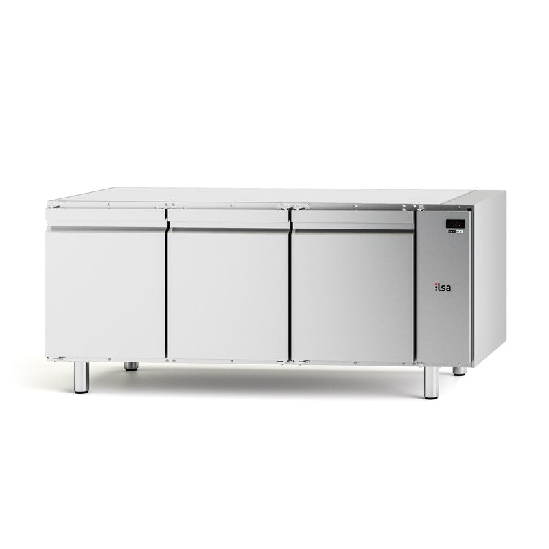 Table réfrigérée pâtissière positive -2/+8°C sans dosseret - 3 portes - Sans plan de travail - 457 L - TPS83PSG - NEOS - ILSA