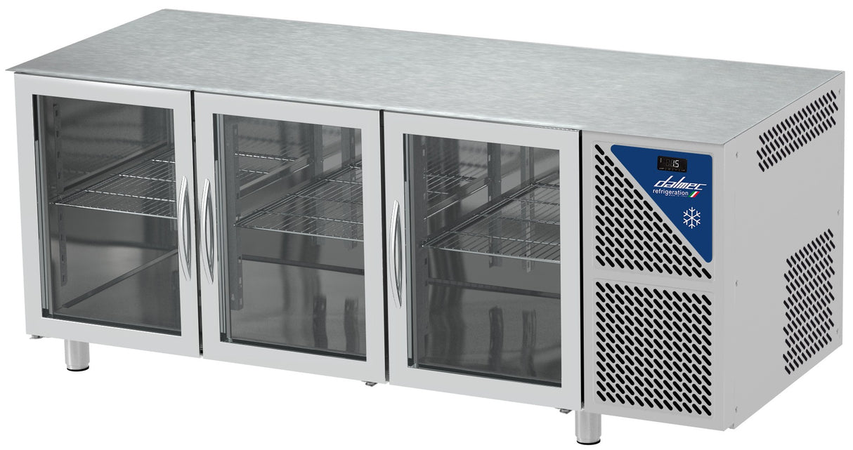 Table réfrigérée positive 0/+10°C - GN 1/1 - 460 L - 3 portes vitrées - Prof. 700 - Sans dessus - TG703SDV-3 - Dalmec