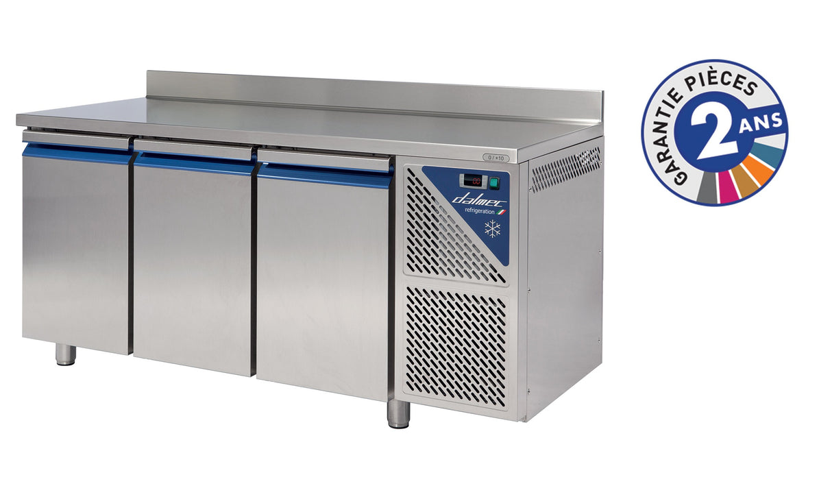 Table réfrigérée positive avec dosseret 0/+10°C - 460 L - 3 portes - Sans groupe logé - TG703SG-3 - Dalmec