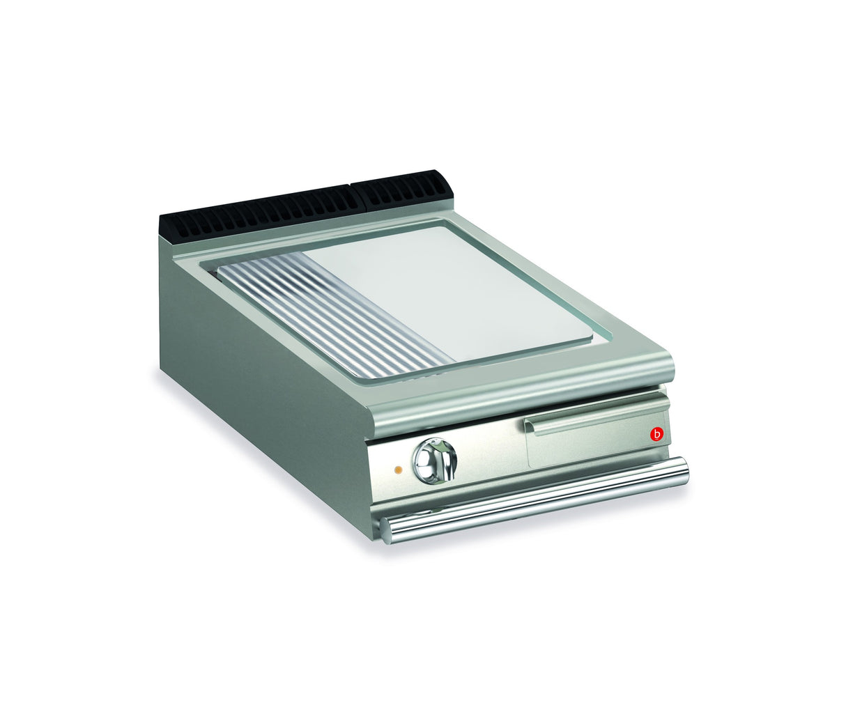 Top plancha électrique - Plaque 1/3 rainurée 27,5 dm² - Chrome dur - Larg. 600 mm - 505 x 490 - 70QSFTE625 - Baron