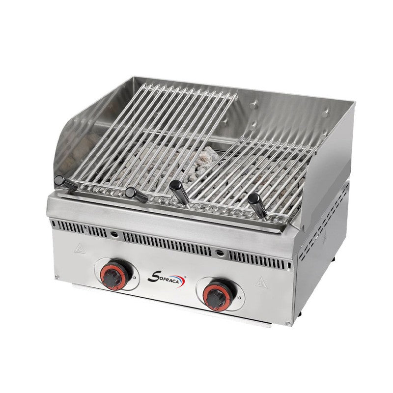 Wood steak grill gaz inclinable - L 600 mm