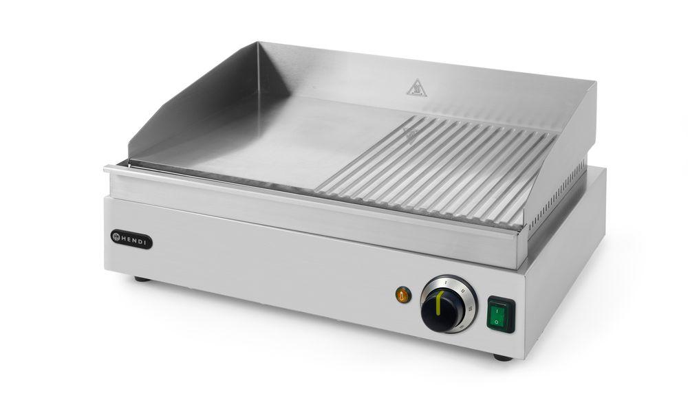 Grill - moitié rainuré, HENDI, Profi Line, 1/2 lisse, 1/2 rainuré, 230V/2400W, 550x380x(H)240mm