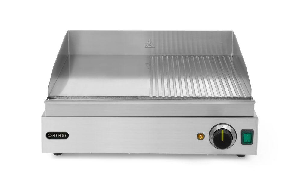 Grill - moitié rainuré, HENDI, Profi Line, 1/2 lisse, 1/2 rainuré, 230V/2400W, 550x380x(H)240mm