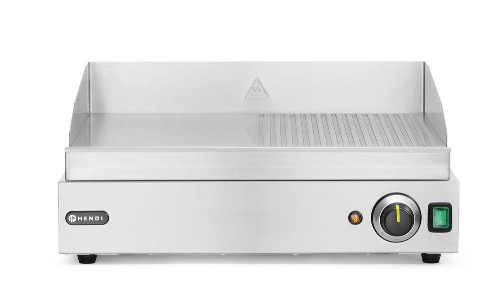 Grill - moitié rainuré, HENDI, Profi Line, 1/2 lisse, 1/2 rainuré, 230V/2400W, 550x380x(H)240mm