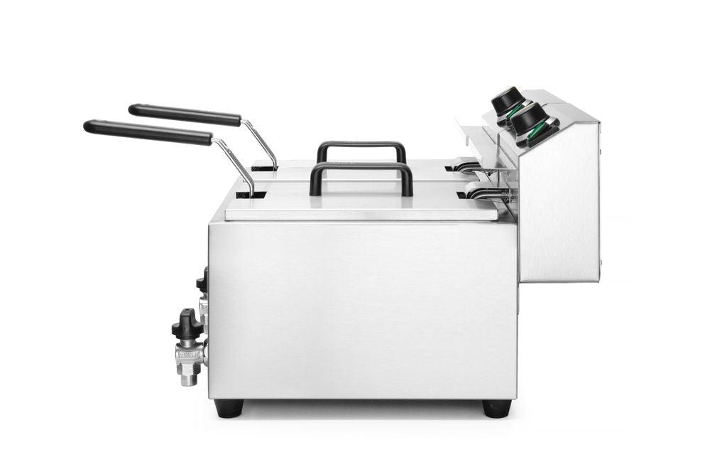 Friteuse Profi Line avec robinet de vidange - 2 x 8 l, HENDI, Profi Line, 16L, 230V/7000W, 605x515x(H)350mm
