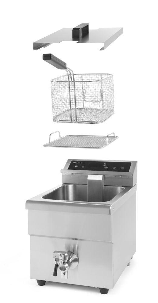 Friteuse à induction avec robinet de vidange - 8 l, HENDI, 8L, Gris, 230V/3500W, 290x485x(H)405mm