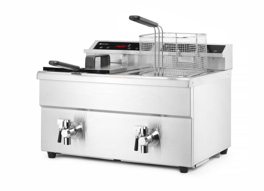 Friteuse à induction avec robinet de vidange - 2 x 8 l, HENDI, Profi Line, 16L, 230V/7000W, 580x485x(H)406mm