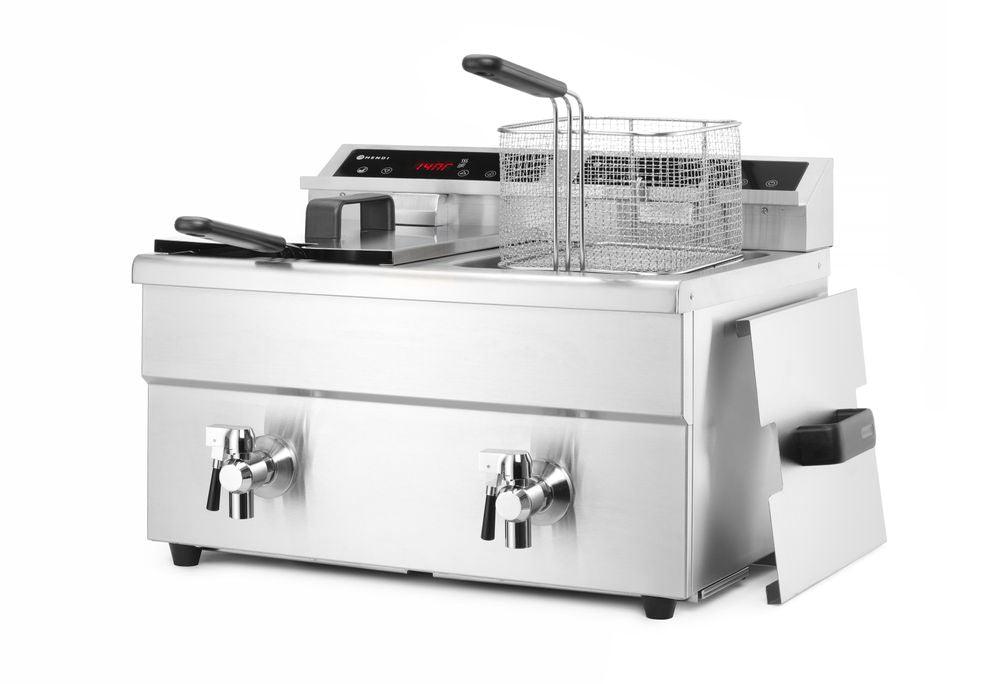 Friteuse à induction avec robinet de vidange - 2 x 8 l, HENDI, Profi Line, 16L, 230V/7000W, 580x485x(H)406mm
