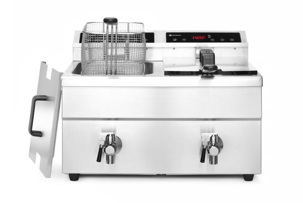 Friteuse à induction avec robinet de vidange - 2 x 8 l, HENDI, Profi Line, 16L, 230V/7000W, 580x485x(H)406mm