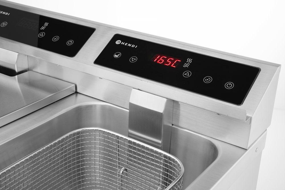 Friteuse à induction avec robinet de vidange - 2 x 8 l, HENDI, Profi Line, 16L, 230V/7000W, 580x485x(H)406mm