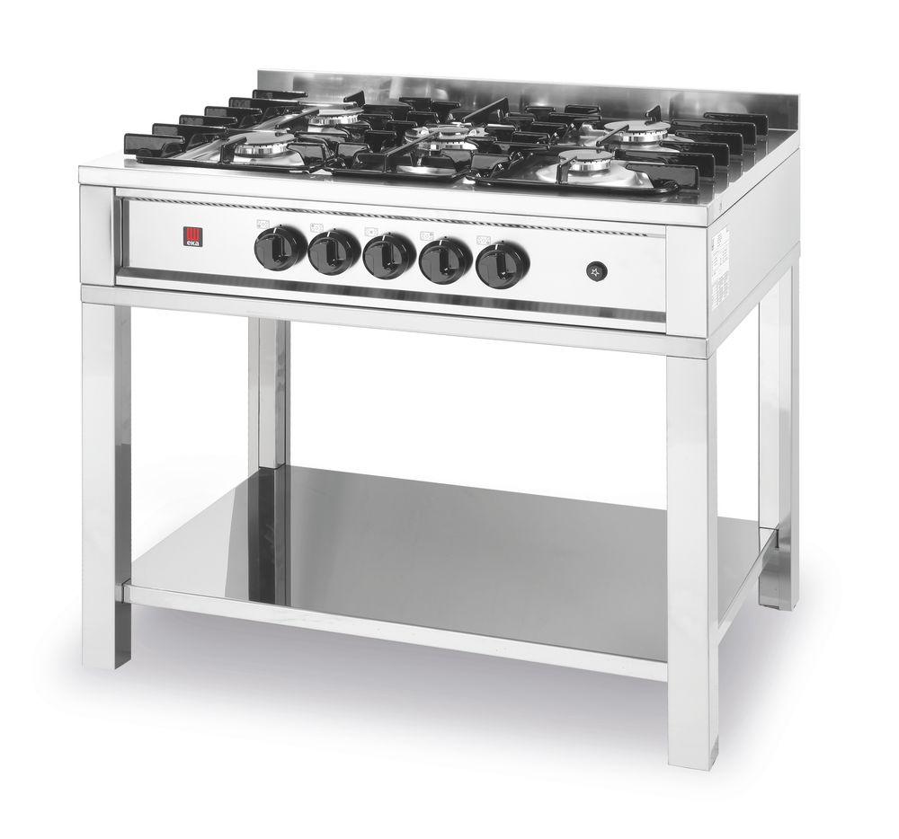 Table de cuisson à gaz - 5 feux, HENDI, Kitchen Line, 14,3kW, 900x600x(H)850mm